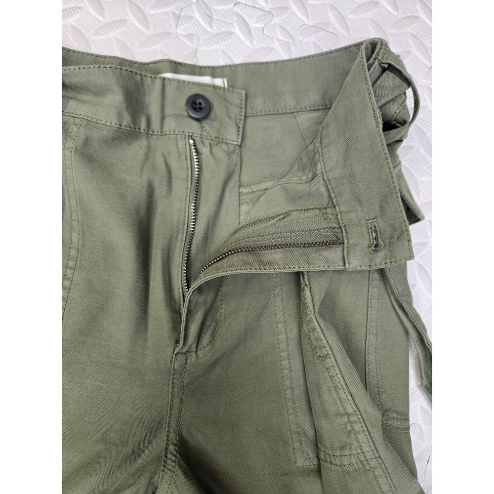 Madewell Griff Superwide Leg Cargo Pants Olive Green Size 29 High Rise Belted - Picture 7 of 11